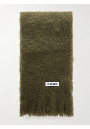 Jil Sander - Fringed Mohair And Wool-bend Scarf - Green - One size