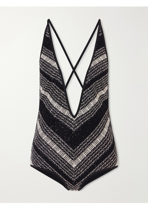 Missoni - Striped Metallic Crochet-knit One-piece - Black - IT36,IT38,IT40,IT42,IT44,IT46,IT48