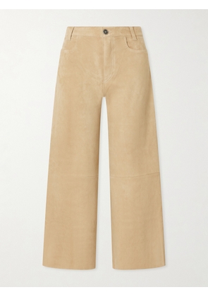 STOULS - Lilou Cropped Suede Wide-leg Pants - Neutrals - xx small,x small,small,medium,large