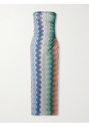 Missoni - Strapless Striped Metallic Crochet-knit Coverup - Blue - IT36,IT38,IT40,IT42,IT44,IT46,IT48