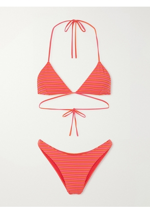 Lido - Striped Triangle Bikini - Red - x small,small,medium,large,x large