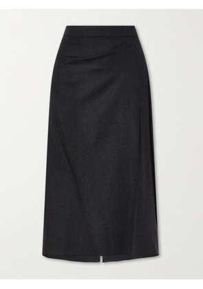 Victoria Beckham - Wool Pleated Midi Skirt - Gray - UK 4,UK 6,UK 8,UK 10,UK 12,UK 14