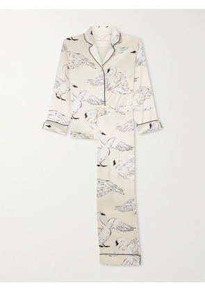 Olivia von Halle - Lila Printed Silk-satin Pajama Set - Neutrals - x small,small,medium,large,x large