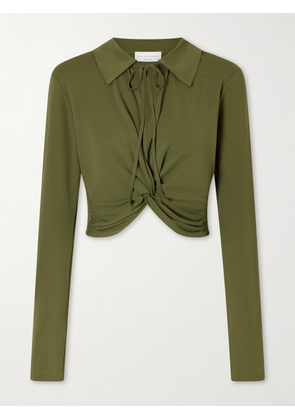 VIOLANTE NESSI - Gathered Knotted Cropped Top - Green - x small,small,medium,large,x large