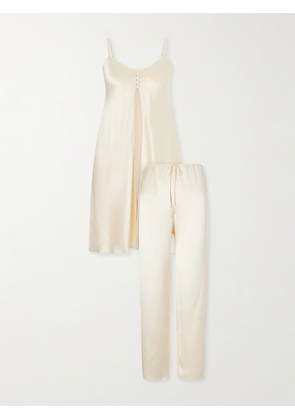 Olivia von Halle - Elvira Silk-satin Pajama Set - Neutrals - x small,small,medium,large,x large