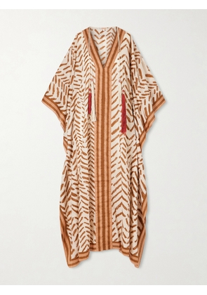 Johanna Ortiz - The Secret Of The Sun Printed Cotton Kaftan - Brown - small,medium,large