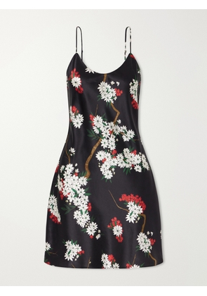 Olivia von Halle - Venus Floral-print Silk-satin Nightdress - Black - x small,small,medium,large,x large