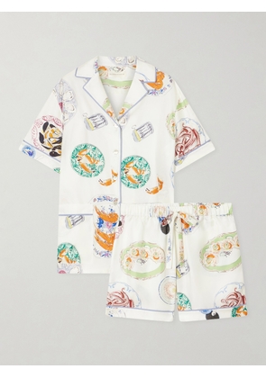 Olivia von Halle - Ingo Printed Silk-satin Pajama Set - White - x small,small,medium,large,x large