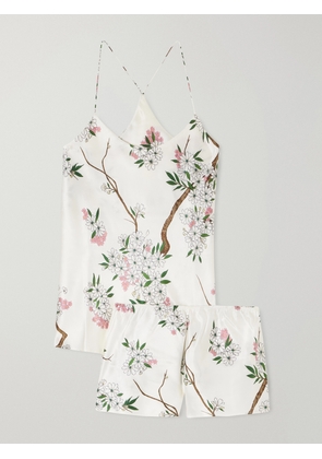 Olivia von Halle - Bella Floral-print Silk-satin Pajama Set - White - x small,small,medium,large,x large