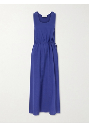 Matteau - Tie-detailed Gathered Cotton Midi Dress - Blue - 1,2,3,4,5