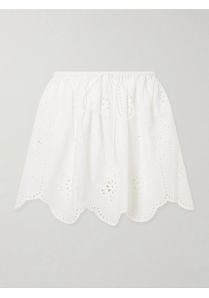 Matteau - Scalloped Broderie Anglaise-trimmed Cotton Mini Skirt - White - 1,2,3,4,5