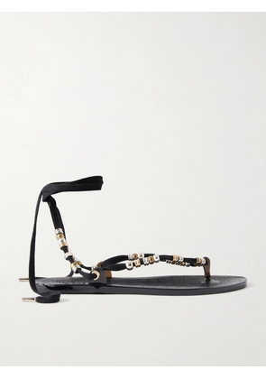 Ancient Greek Sandals - Esther Bead-embellished Jelly Thong Sandals - Black - IT35,IT36,IT37,IT38,IT39,IT40,IT41