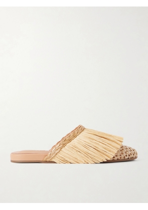 Ancient Greek Sandals - Fringe Raffia Slip-on Flats - Neutrals - IT35,IT36,IT37,IT38,IT39,IT40,IT41