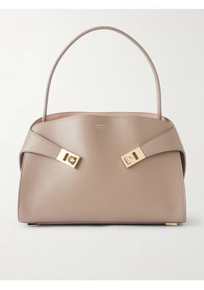 Ferragamo - Hug Small Embellished Cracked-leather Tote - Brown - One size