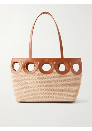 Ferragamo - Tt Gancio Small Leather-trimmed Raffia Tote Bag - Neutrals - One size