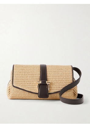 Ferragamo - Leather-trimmed Woven Raffia Cross Body Bag - Neutrals - One size
