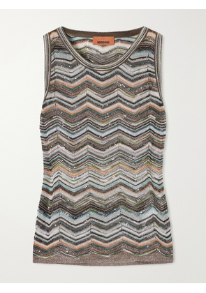 Missoni - Striped Crochet-knit Halterneck Tank - Brown - IT36,IT38,IT40,IT42,IT44,IT46