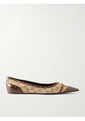 Gucci - Vittoria Horsebit-embellished Canvas-jacquard Ballet Flats - Neutrals - IT36,IT37,IT37.5,IT38,IT38.5,IT39,IT39.5,IT40,IT41