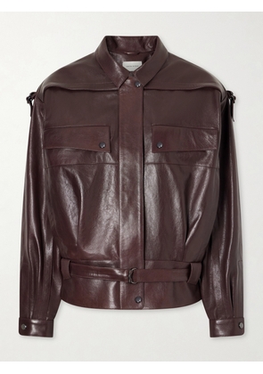 Magda Butrym - Belted Leather Biker Jacket - Burgundy - FR 34,FR 36,FR 38,FR 40,FR 42