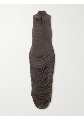 Magda Butrym - Appliquéd Stretch-jersey Midi Dress - Brown - FR 34,FR 36,FR 38,FR 40