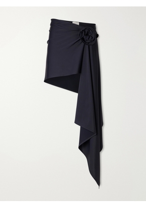Magda Butrym - Asymmetric Floral-appliquéd Stretch-jersey Coverup - Black - FR 34,FR 36,FR 38,FR 40,FR 42