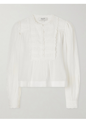 Sea - Eliza Broderie Anglaise-trimmed Cotton-blend Blouse - White - xx small,x small,small,medium,large,x large