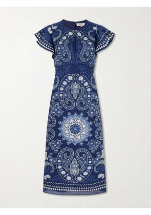 Sea - Emelina Paisley-printed Ramie Midi Dress - Blue - US0,US2,US4,US6,US8,US10,US12,US14