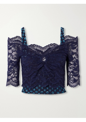 RABANNE - Devoré Lace Blouse - Blue - FR 34,FR 36,FR 38,FR 40,FR 42,FR 44,FR 46
