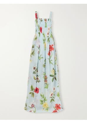 Oscar de la Renta - Floral-printed Cotton-voile Gown - Blue - US0,US2,US4,US6,US8,US10