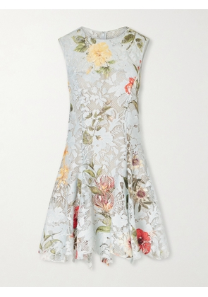 Oscar de la Renta - Floral-print Lace Mini Dress - Blue - US0,US2,US4,US6,US8
