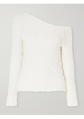 The Elder Statesman - Vine Off-the-shoulder Cotton-blend Bouclé Sweater - Neutrals - x small,small,medium,large