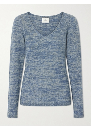 The Elder Statesman - V-neck Cashmere And Silk-blend Sweater - Blue - x small,small,medium,large