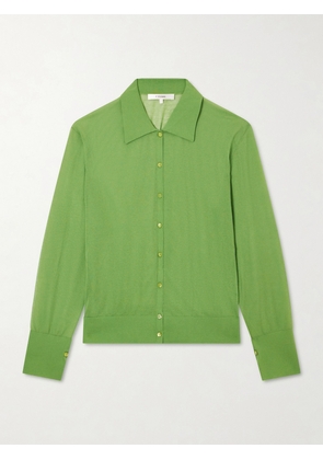 FRAME - The Collared Cardi Cotton-blend Cardigan - Green - x small,small,medium,large,x large