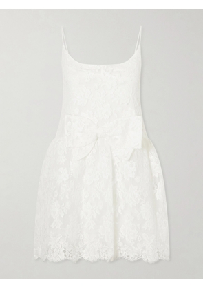 SHUSHU/TONG - Bow-detailed Lace Mini Dress - White - UK 6,UK 8,UK 10,UK 12,UK 14