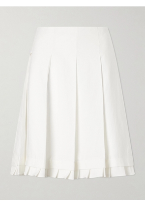 SHUSHU/TONG - Pleated Linen Midi Skirt - White - UK 6,UK 8,UK 10,UK 12,UK 14