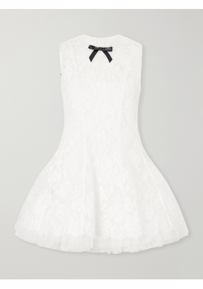SHUSHU/TONG - Bow-detailed Cotton-blend Guipure-lace Mini Dress - White - UK 4,UK 6,UK 8,UK 10,UK 12