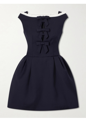SHUSHU/TONG - Bow Cut-out Sleeveless Wool Mini Dress - Blue - UK 4,UK 6,UK 8,UK 10,UK 12,UK 14