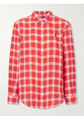 Polo Ralph Lauren - Logo-embroidered Checked Linen Shirt - xx small,x small,small,medium,large,x large