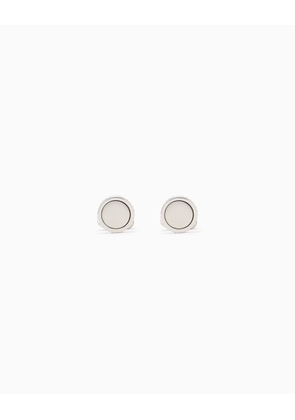 Cufflinks with silver metal and crystal