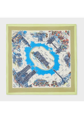 Paul Smith 'London' Print Pocket Square Brown