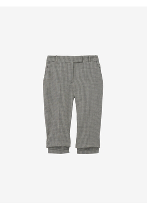 McQueen Gingham Check Tailored Capri Trousers - Black - Women - 10
