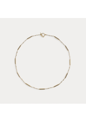 Gold-Plated Bar & Faux-Pearl Necklace