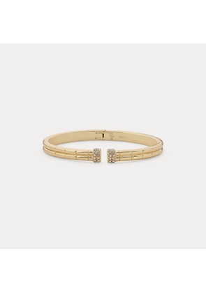 Pavé Gold-Plated Textured Cuff Bracelet