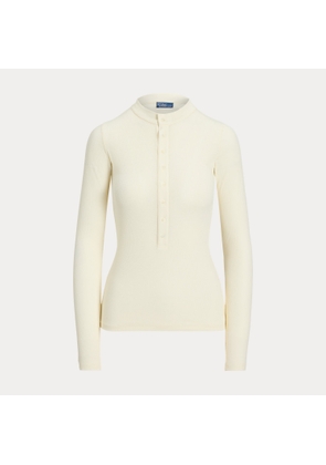 Rib-knit Crepe Henley Shirt