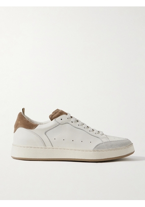 Officine Creative - The Answer 001 Distressed Suede-Trimmed Leather Sneakers - Men - White - EU 40