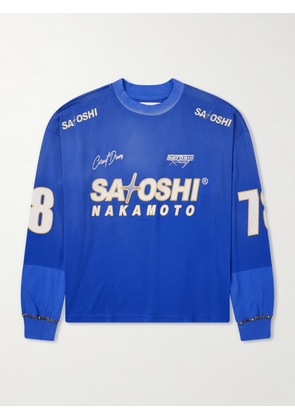 Satoshi Nakamoto - Moto Logo-Print Mesh T-Shirt - Men - Blue - S
