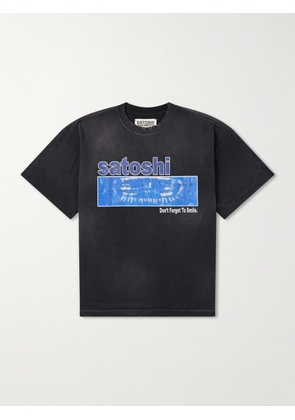 Satoshi Nakamoto - Don’t Forget to Smile Logo-Print Cotton-Jersey T-Shirt - Men - Black - S