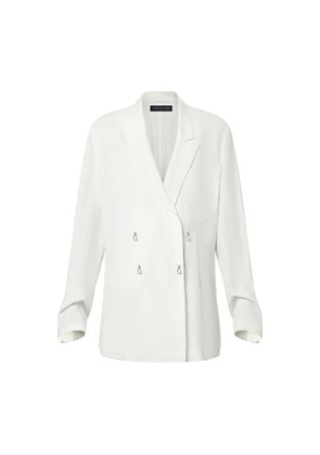 Fluid Double-Breasted Twill Blazer