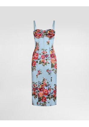 Dolce & Gabbana Flower Bouquet-print Satin Dress - Woman Dresses Multicolor 38
