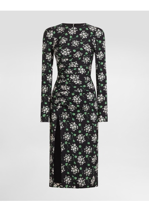 Dolce & Gabbana Geranium Bouquets-print Charmeuse Dress - Woman Dresses Multicolor 50
